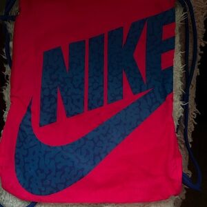 Nike Fuchsia and Navy Drawstring Bag